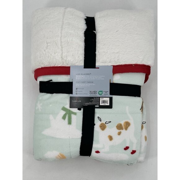 Cuddl Duds® Live In Layers Cozy Soft Throw Blanket Holiday Dogs Winter 50" x 60" - Picture 6 of 8